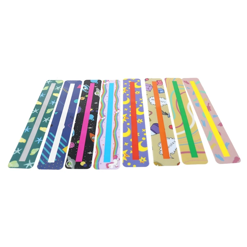 8Pcs/Pack Colorful Guided Reading Strips ADHDs Tools Gift Set for Dyslexia Children Teens Students Funny Reading Tools