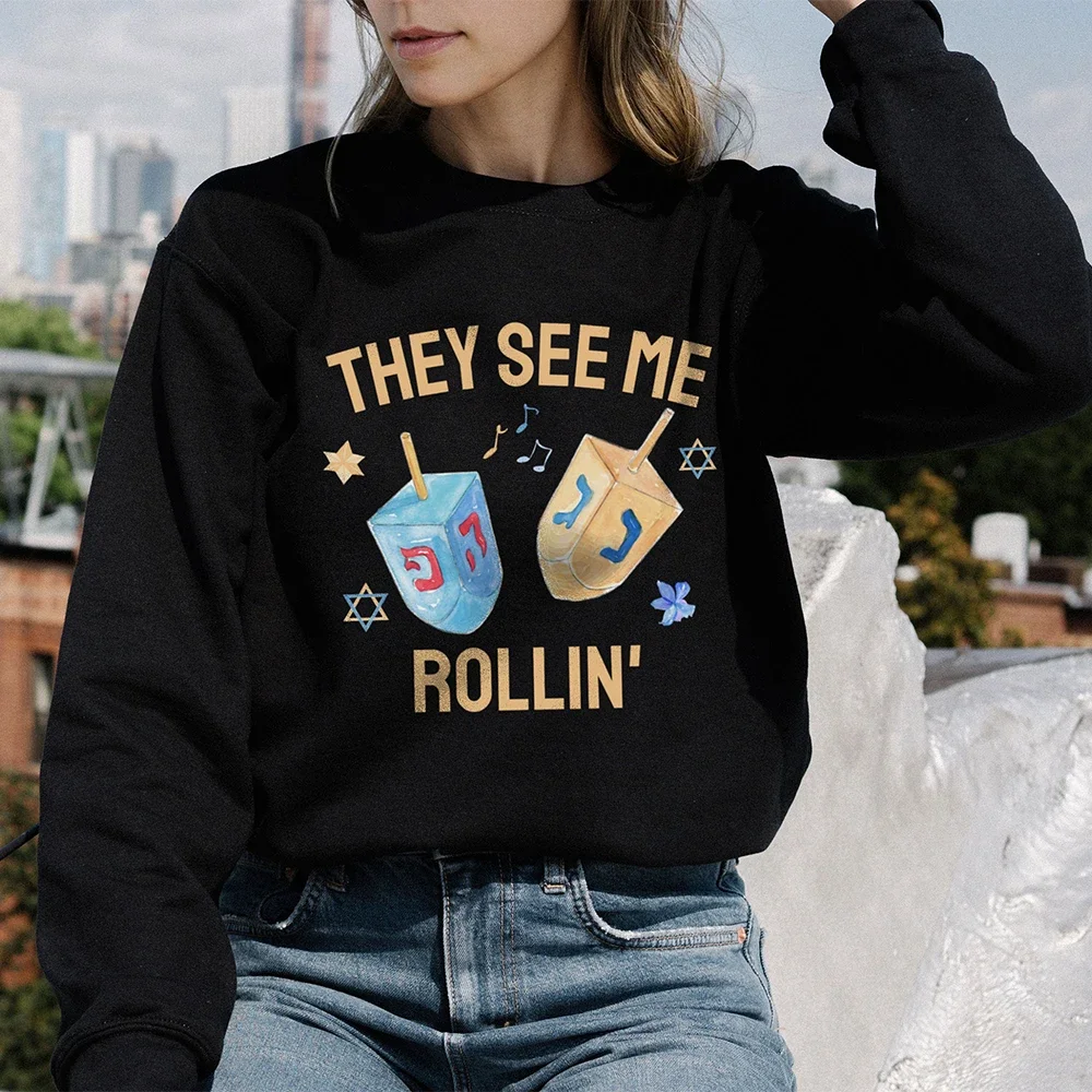 They See Me Rollin Chanukka Sweatershirt Chanukka Weihnachtsgeschenke Jüdisches Geschenk Chanukka Pullover Chanukka Frauen Pullover Jüdisch