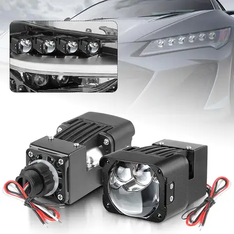 Mini 2 inch Matrix Hyperboloid LED Lens Bi-led Projector Headlight H4 H7 9005 9006 LED High Low Light Dual Fog Lens Car Retrofit