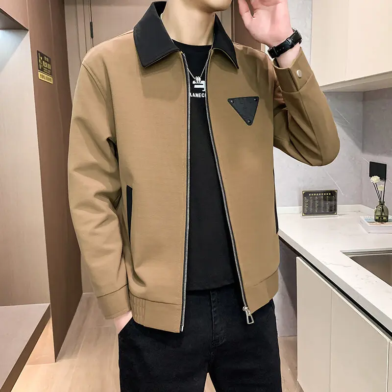 

Spring Korean Fashion Casual Jacket Men Handsome Versatile Lapel Jackets Social Streetwear Men Clothing