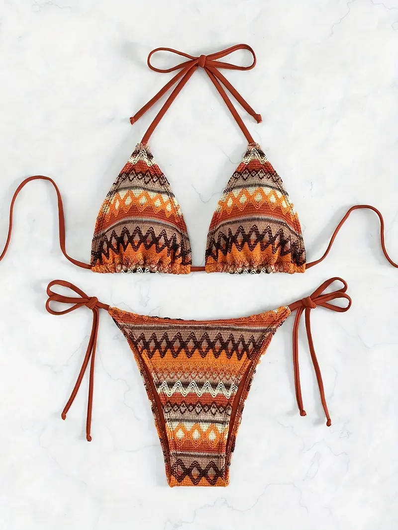 Women's Boho Geo Print Cute Bathing Suit High Waisted Halter Tie Back Swimsuit Triangle Cup Sexy Bikini Set - AliExpress 200000345 Women's Boho Geo Print Cute Bathing Suit High Waisted Halter Tie Back Swimsuit Triangle Cup Sexy Bikini Set - AliExpress 200000345