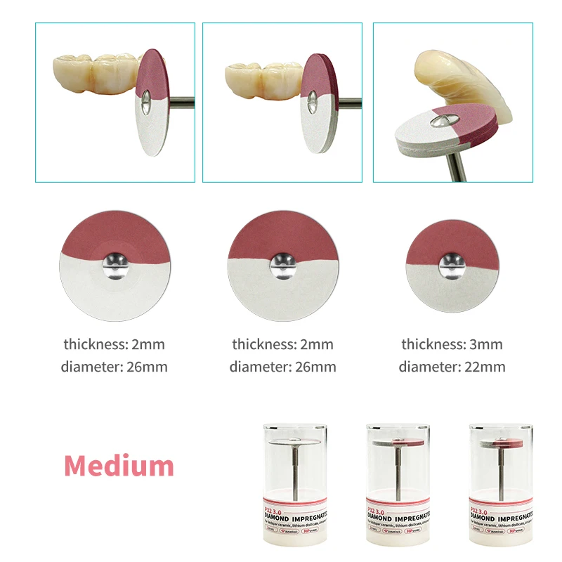 Dental Rubber Polisher Wheel Disc Diamond Impregnated Polishing System Polisher For Porcelain Zirconia Restorations Polish Tools
