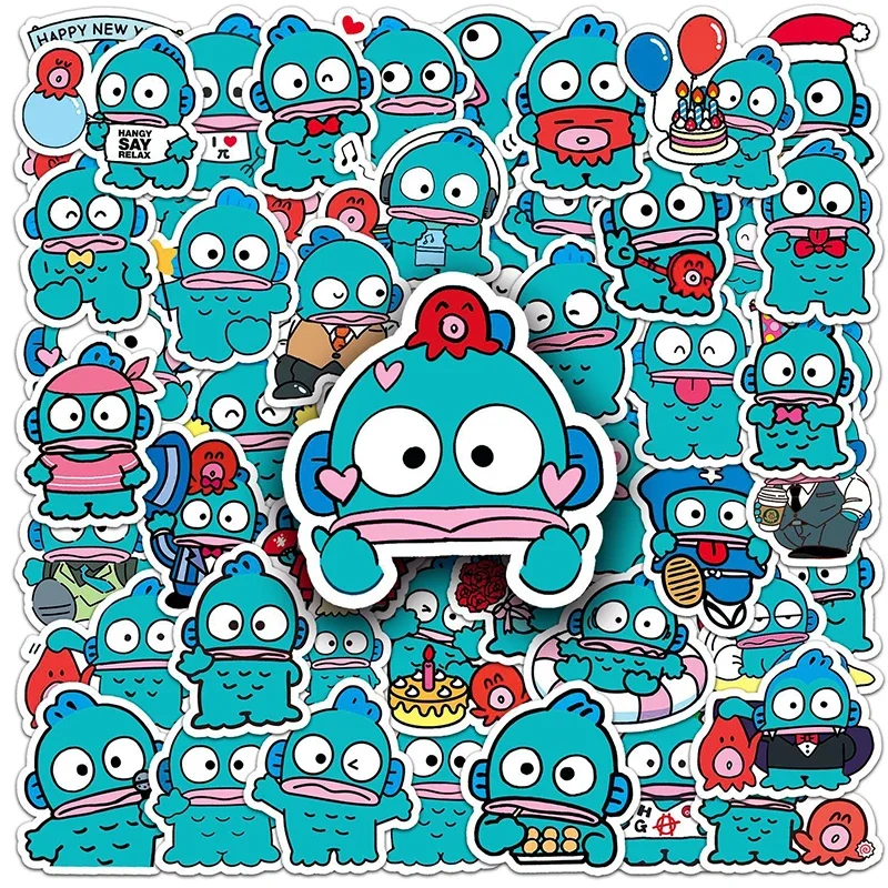 

50pcs Sanrio HANGYODON Card Love Cartoon DIY Stickers Creative Action Figure Animation Ledger Material Children Like Gifts