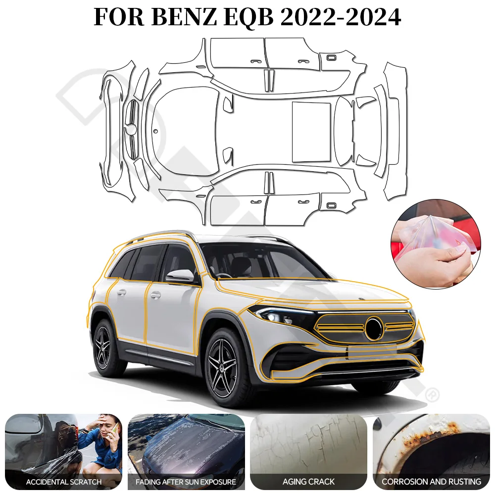 

Clear PPF Film for Car 8.5mil Precut TPU PPF Paint Protection Film High Gloss Anti-Scratch For Benz EQB 2022 2024 Car Accessory