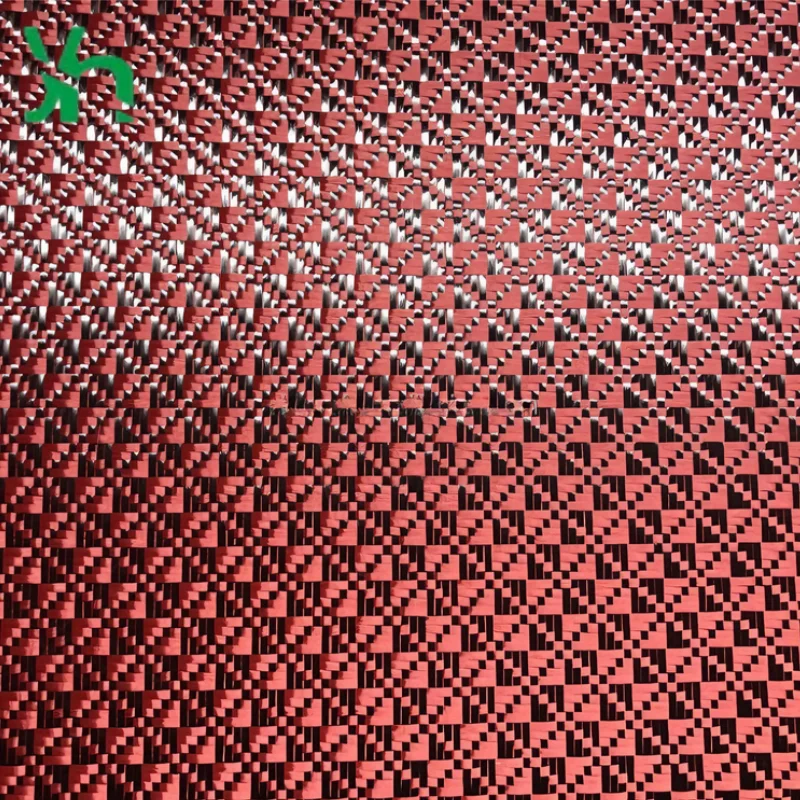 قماش من ألياف الكربون عالي القوة 3K 240GSM باللون الأحمر والأسود لقطع غيار السيارات والفضاء والحرف اليدوية