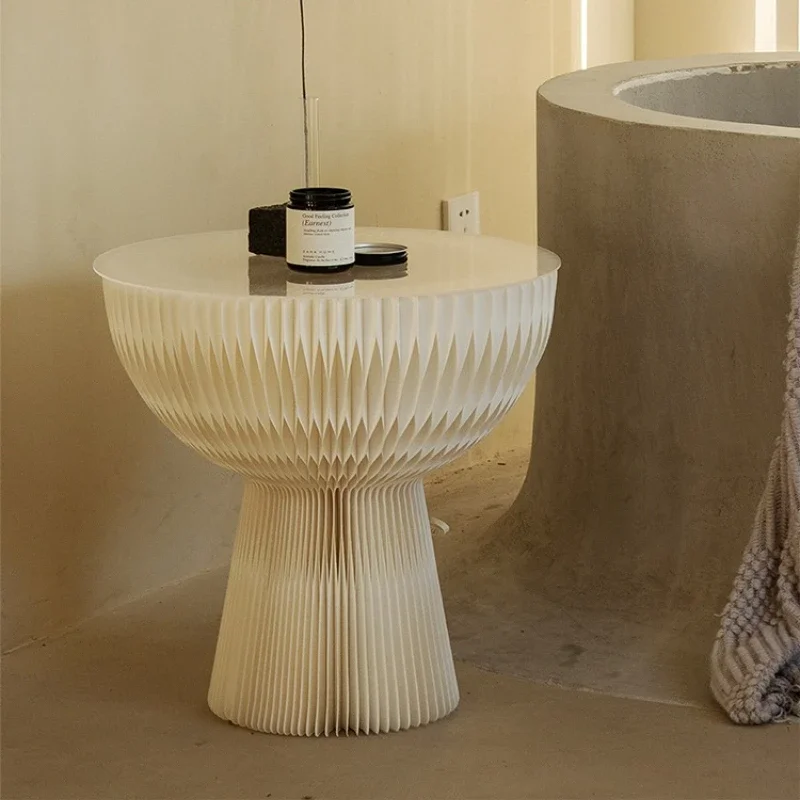Small coffee table round table corner few simple sofa side cabinet light luxury living room bedroom bedside modern mobile