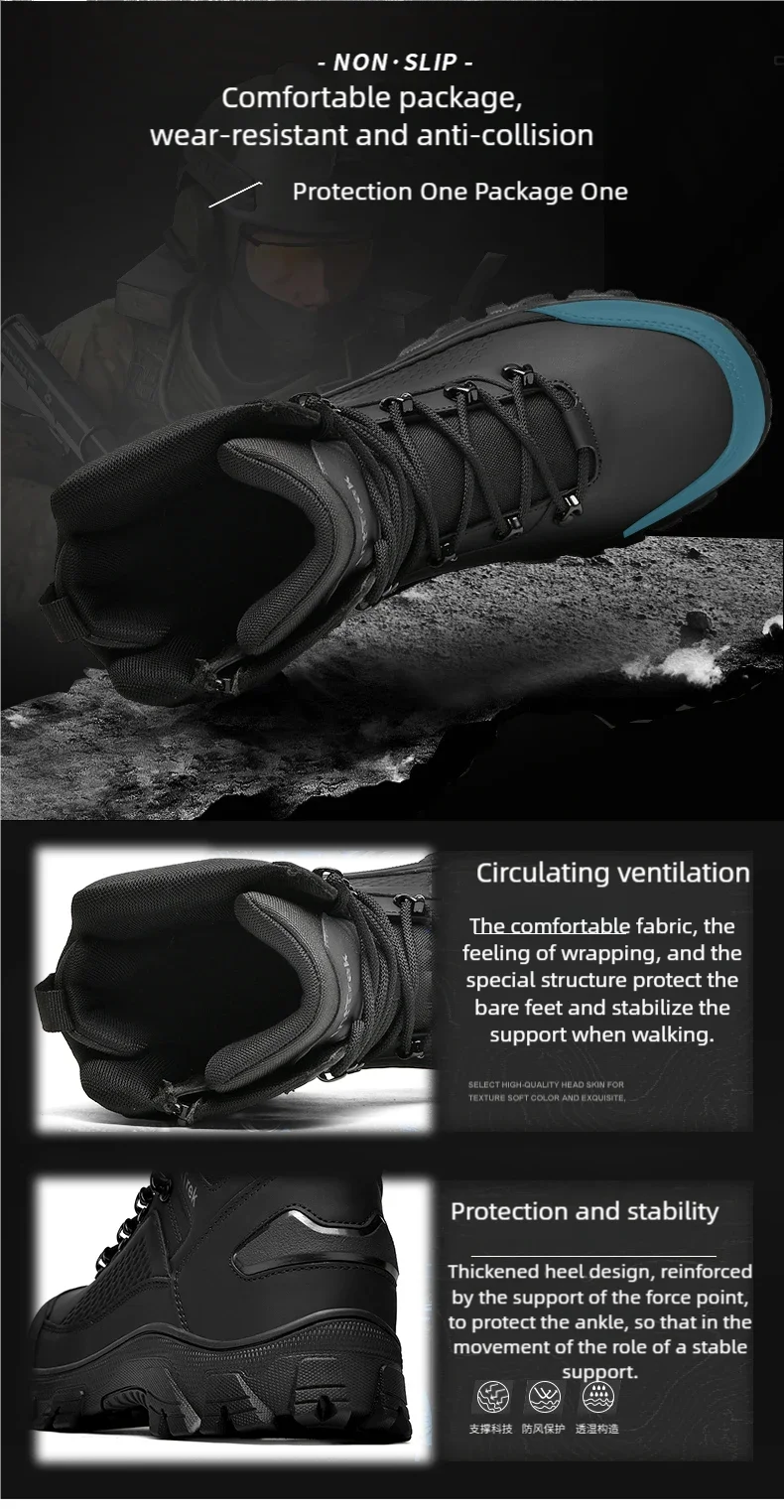 Wilde Trainingsstiefel für Herren, vier Jahreszeiten, rutschfeste, wasserdichte Outdoor-Stiefel, modische Komfort-Dschungel-Wandersneaker-Stiefel – Detail 10