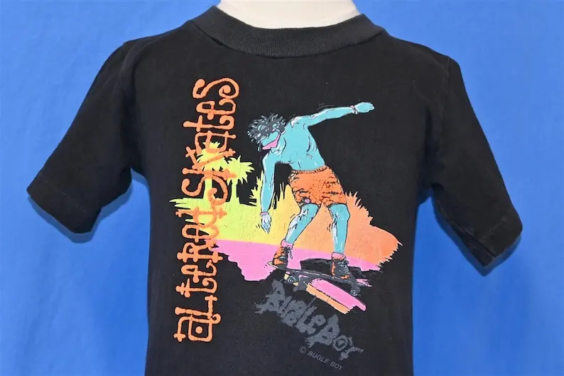 90s Altered Skates Bugle Boy Skateboard Surf t-shirt Youth Medium