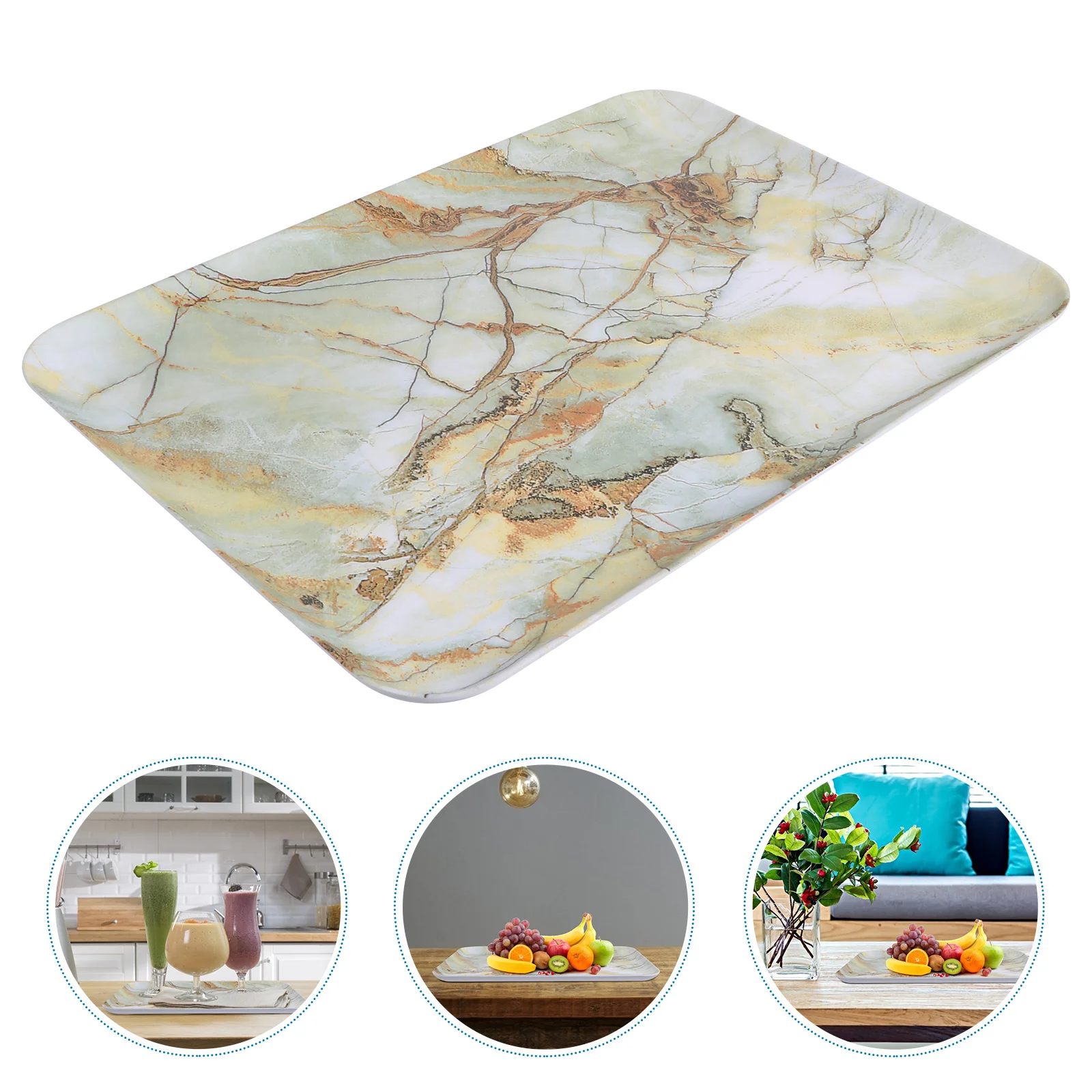 

1Pcs Marble Texture Storage Tray Premium Serving Platter Tea Display Food Snack Dessert Organizer Plate