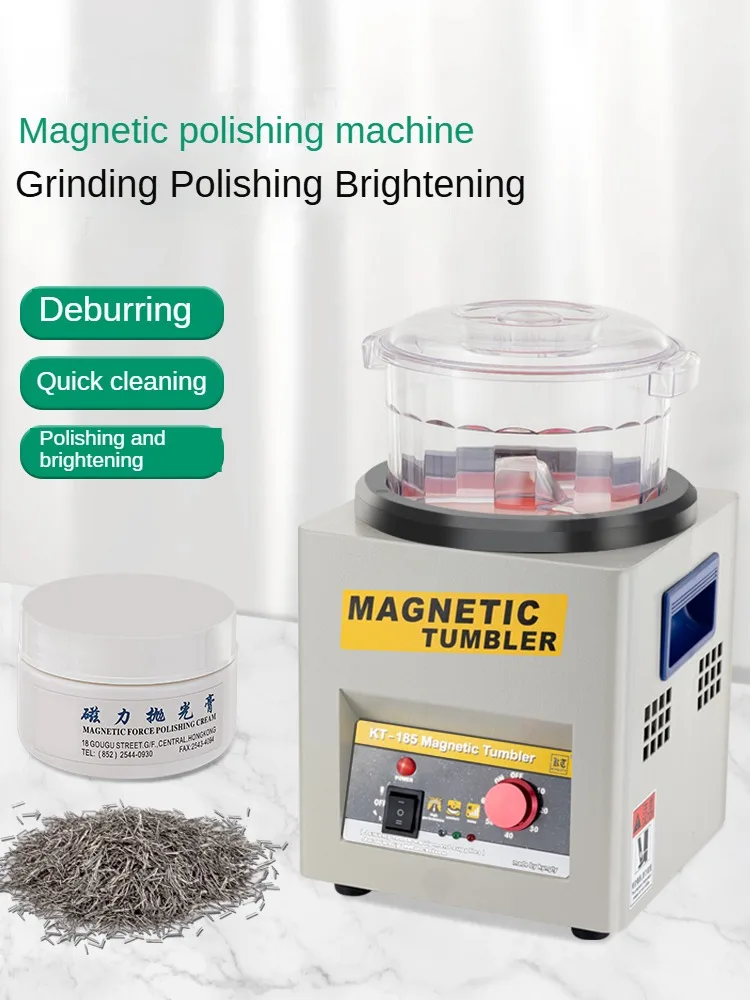 Electric Magnetic Tumbler Polishing Machine KT185 Magnetic Jewelry Polisher 2000 RPM Adjustable Speed for Jewelry Cleaning