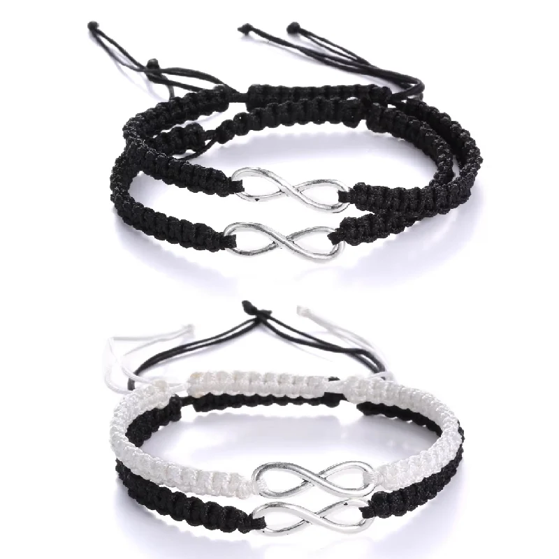 2/Pcs Retro Infinity Handmade Bracelet Set Friendship Bracelet Set  For Women Men Love Couples Bracelets Set Infinity Jewelry