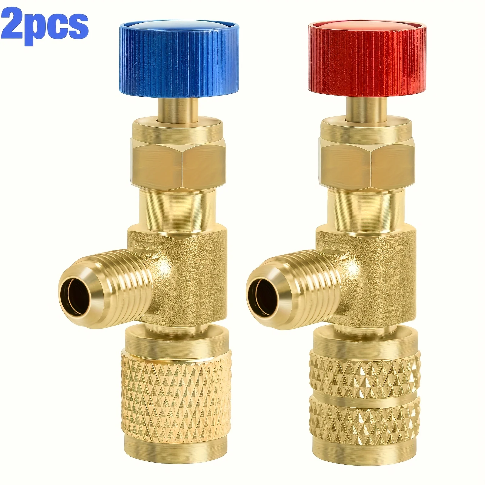 

2PCS R22 to R410a AC Valve Adapter Set, Refrigerant Service Valve for HVAC System, 1/4" to 5/16" Thread Converter
