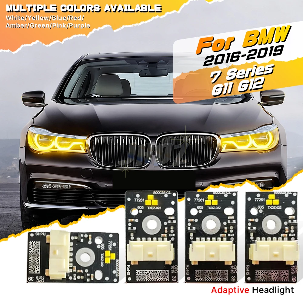 

Yellow Angel Eye Adaptive LED Headlight DRL Chips Board For 16-19 BMW 7 Series G11 G12 730i 740i Daytime Running Light Blue Red
