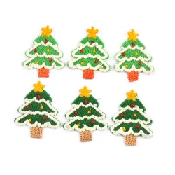 4Pcs 40x55mm Cute Christmas Tree Embroidered Patches Appliques For DIY Clothing Hats Shoes Sewing Accessories Party Decor C4139