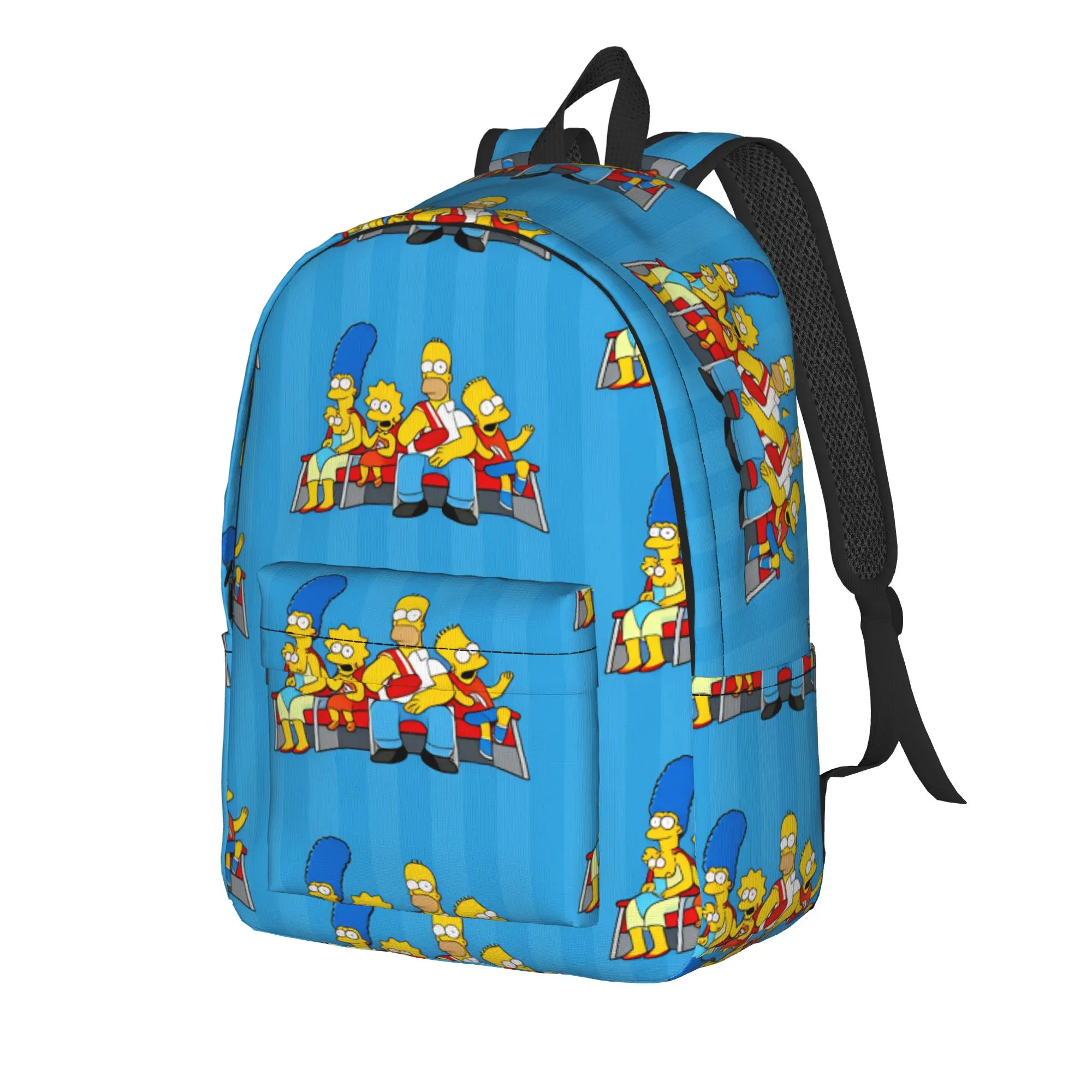 Funny S-Simpsons Movie Night Repeat Pattern Backpack  Travel Backpacks Student Cute High School Bags High Quality Large Rucksack