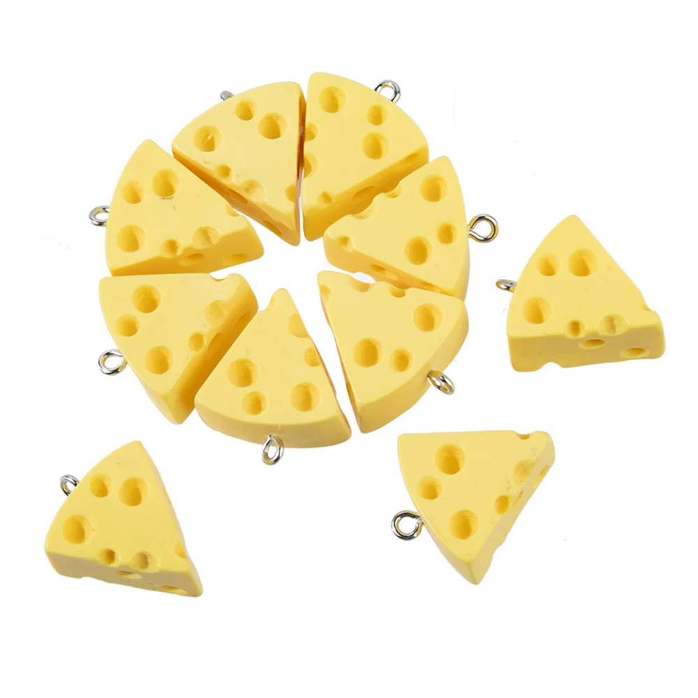 New 10pcs/set Yellow Cheese Resin Charms Pendant Cute Simulated Food Pendant For Women DIY Jewelry Accessories 22*22mm