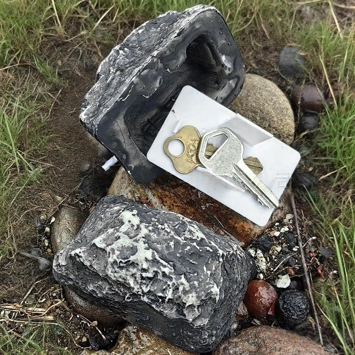Hidden Stone Key Box Resin Simulation Outdoor Courtyard Anti-theft Key Storage Home Accessories Decorative Lightweight