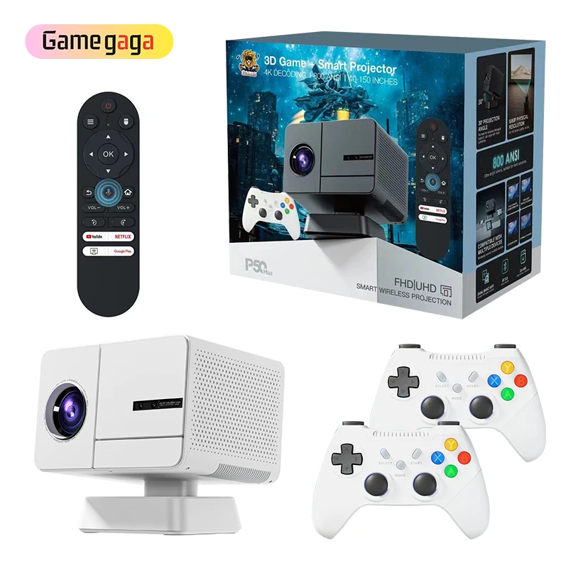 Yo P50 Max Game Projector 1080P Home Living Room Projector Auto-Focus LED 2G+16G 64GB 30000 Games Android 11 Gaming Projector