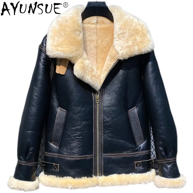 

AYUNSUE Fur Coat Men Original Sheepskin Fur One-piece Real Leather Jacket Men's Winter Thickened Warm Clothes Jaqueta Masculina