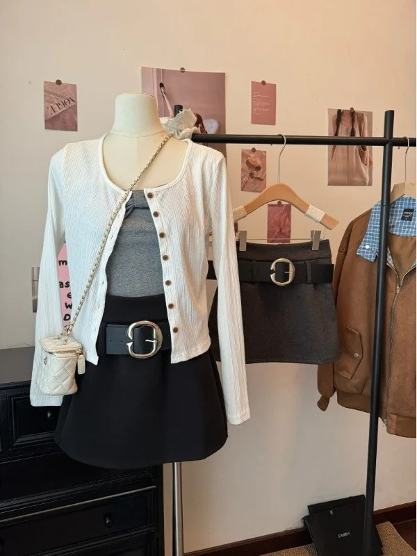 

Женская короткая юбка А-силуэта с высокой талией, облегающая, из полиэстера, неэластичная, на молнии, осенне-зимняя новинка