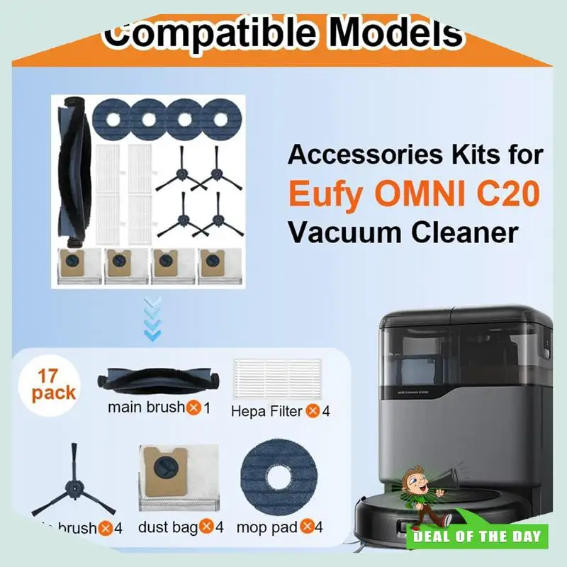 قطع غيار التسليم لمدة 24 ساعة لملحقات المكنسة الكهربائية الروبوتية Eufy Omni C20