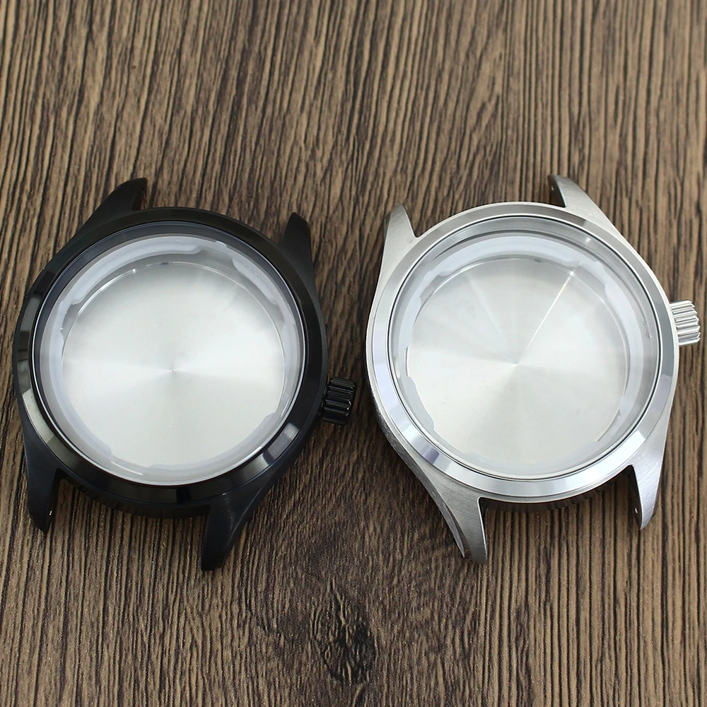 Pilot 40MM NH35 PVD Black Watch Case Stainless Steel Silvery accessories for NH34 NH35 NH36 NH72 4R ETA2824 PT5000 Repair Parts