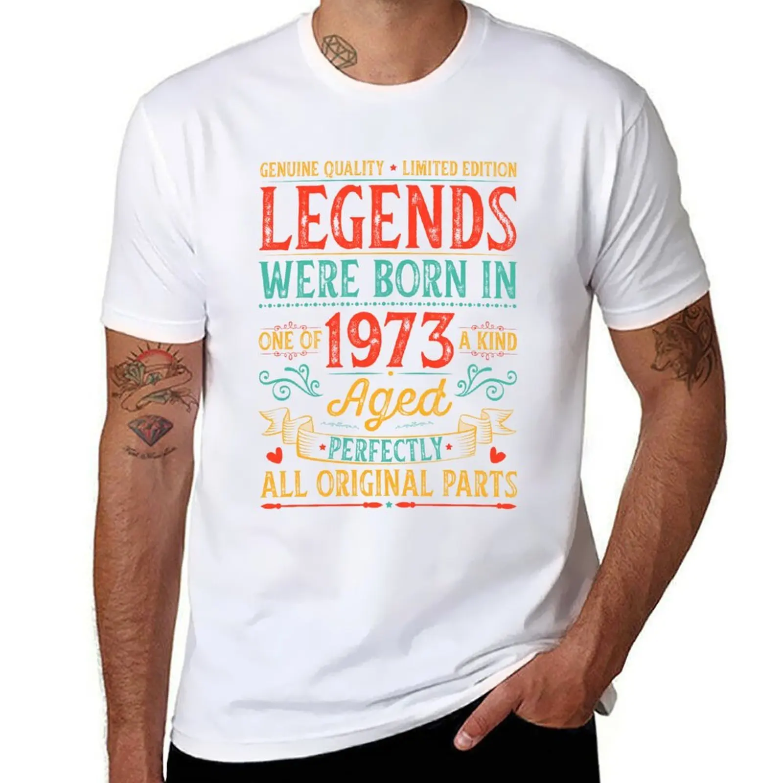 

Legends were born in 1973 T-Shirt man t shirt graphic t shirts for man cotton funny T-Shirt
