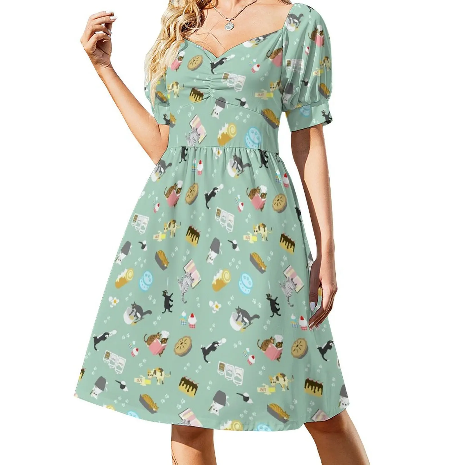 

Cats Baking Cakes and other Sweets Short Sleeved Dress summer dresses women 2025 summer dresses ladies 2025 Dress