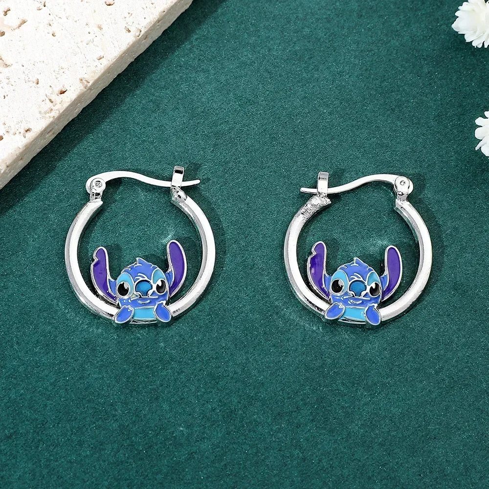 Stitch Disney Ear Pendants Anime Lilo & Stitch Metal Earring Delicate Female Jewelry Accessories Kawaii Stich Woman Girl Gifts