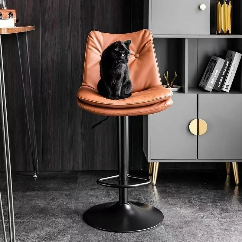 

modern nordic home bar chair with backrest counter luxury High stool kitchen Swivel Interior ergonomic chair Dining rotation