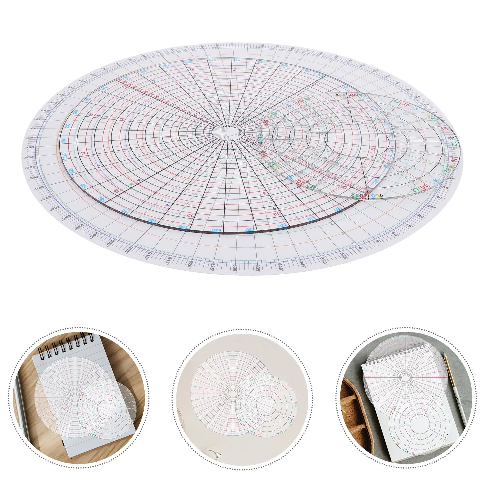

3pcs Pottery Divider Circle Drawing Ruler Clear Acrylic Precision Gauge Tool For Ceramic Shaping Diy Pottery Tools Craft Studio