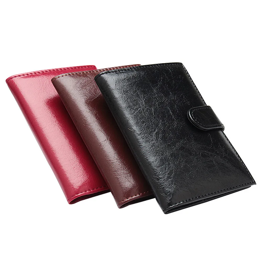Men Women Fashion Oil Wax PU Leather Passport Cover Wallet Hasp Credit ID Cards Organizer Document Passport Holder Travel Purse