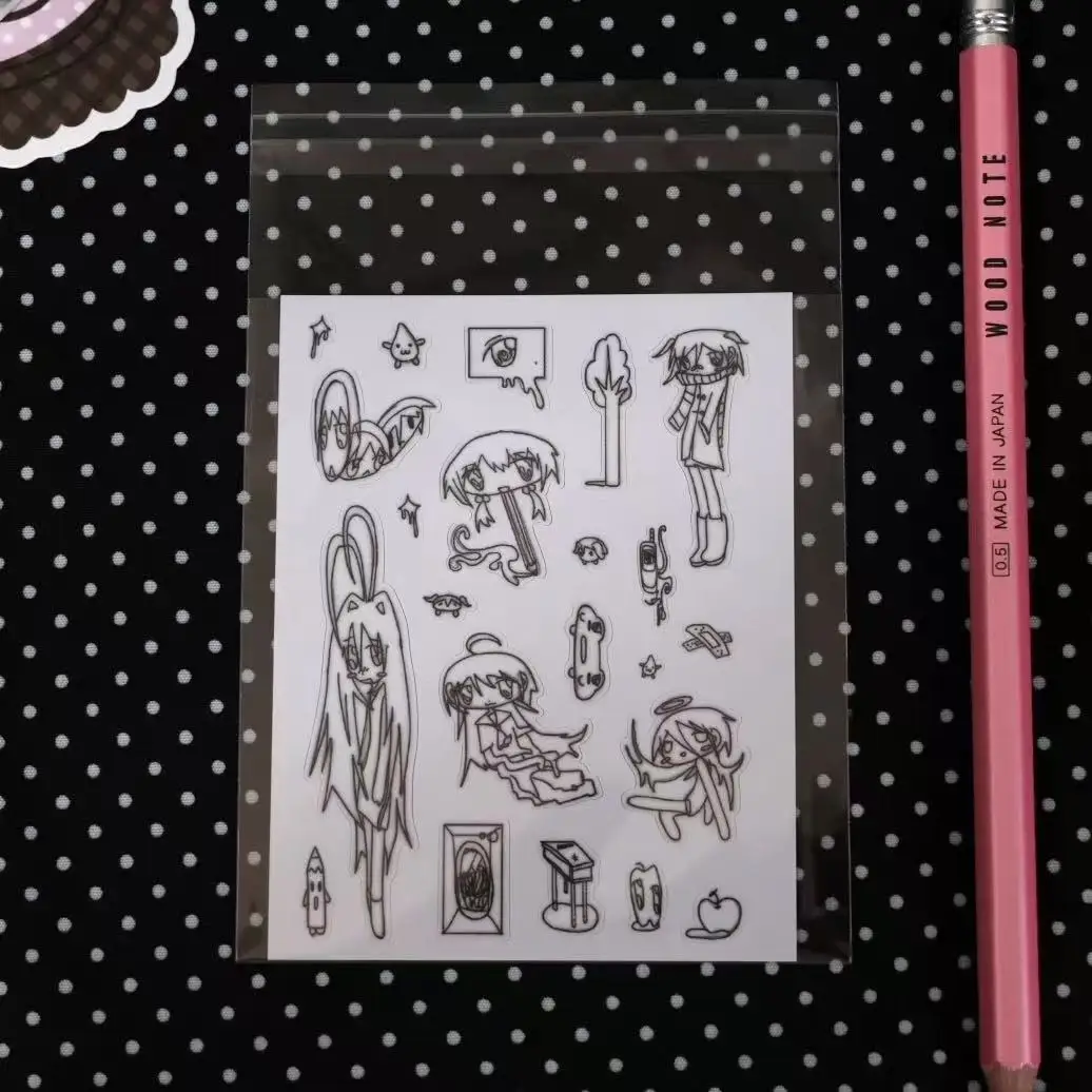 Black Rope Figure Girl Simple Design Creative Decorative Book Stickers