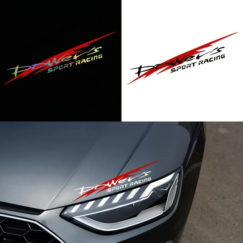 Car Headlight Eyebrow Reflective Modified Stickers Power's Racing Development Body Scratch Cover DIY Decorative Car Accessories