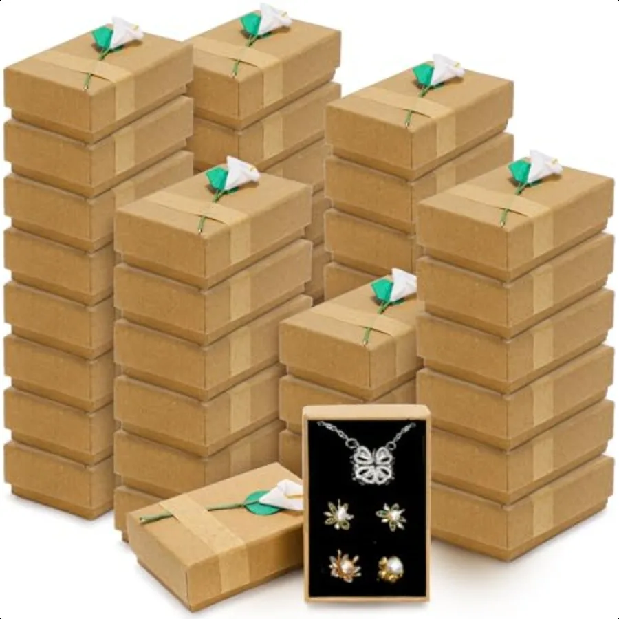 

40 Pieces Jewelry Gift Boxes 3.3''L x 2''W x 1''H Small Gift Packaging Box with Lid Flower Cardboard Paper Jewelry Storage Boxe