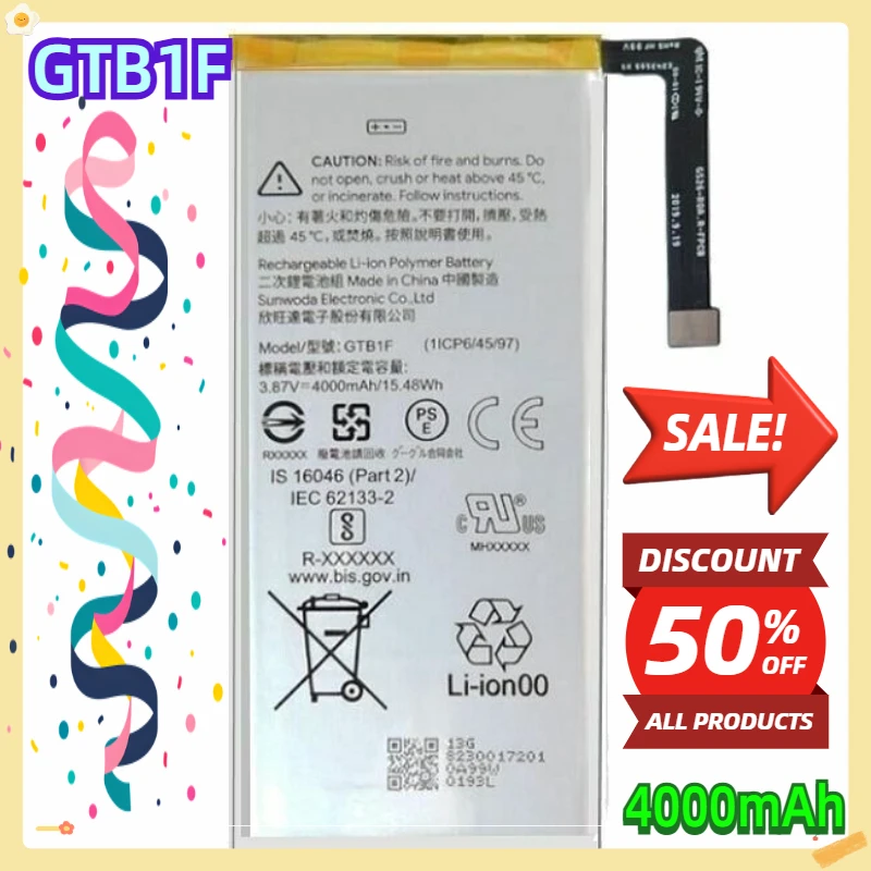 

For GOOGLE PIXEL 5 Battery GTB1F 4000mAh