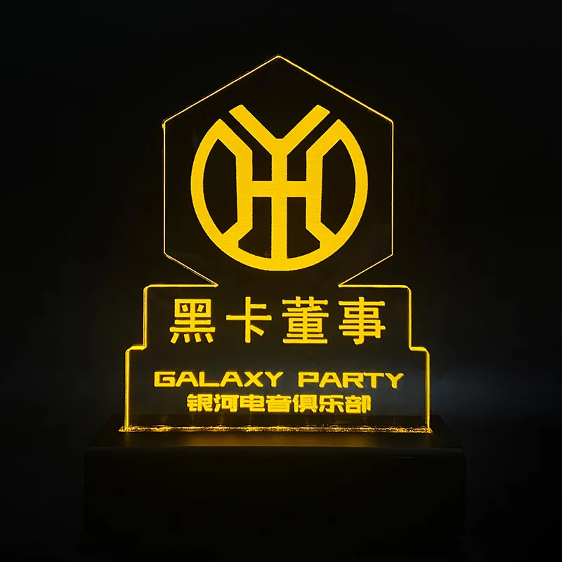 

LED luminous table card table acrylic menu table company logo LOGO milk tea bar display charging
