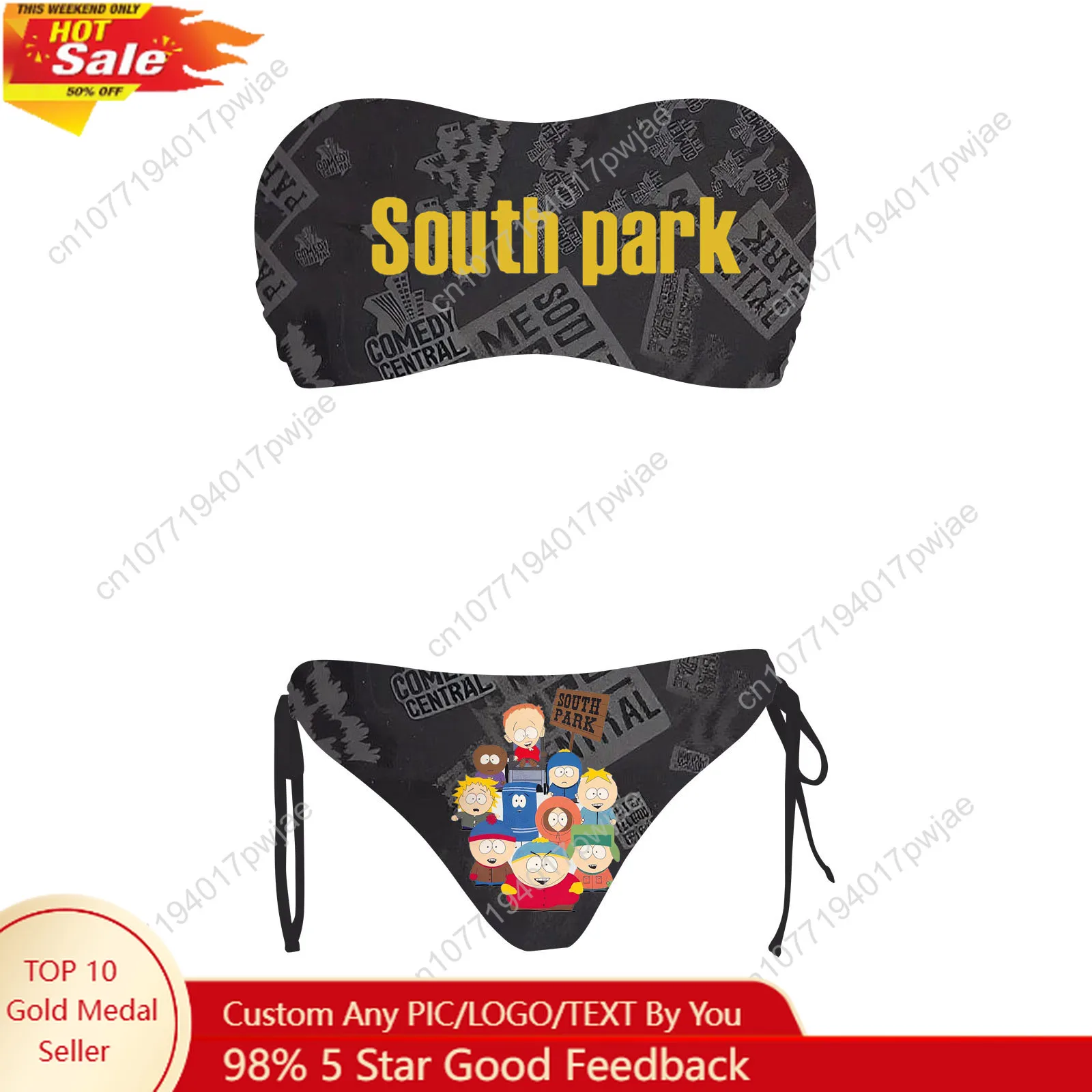 

South Park Animation Custom Swimsuit Womens Drawstring Two Piece Set Bathing Suits Swimwear Pool Party Beach Bikini Beachwear