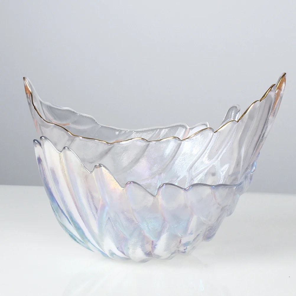 

Fruits Bowl Glass Bowls Decorative for Kitchen Counter Plume Shaped Serving Snack