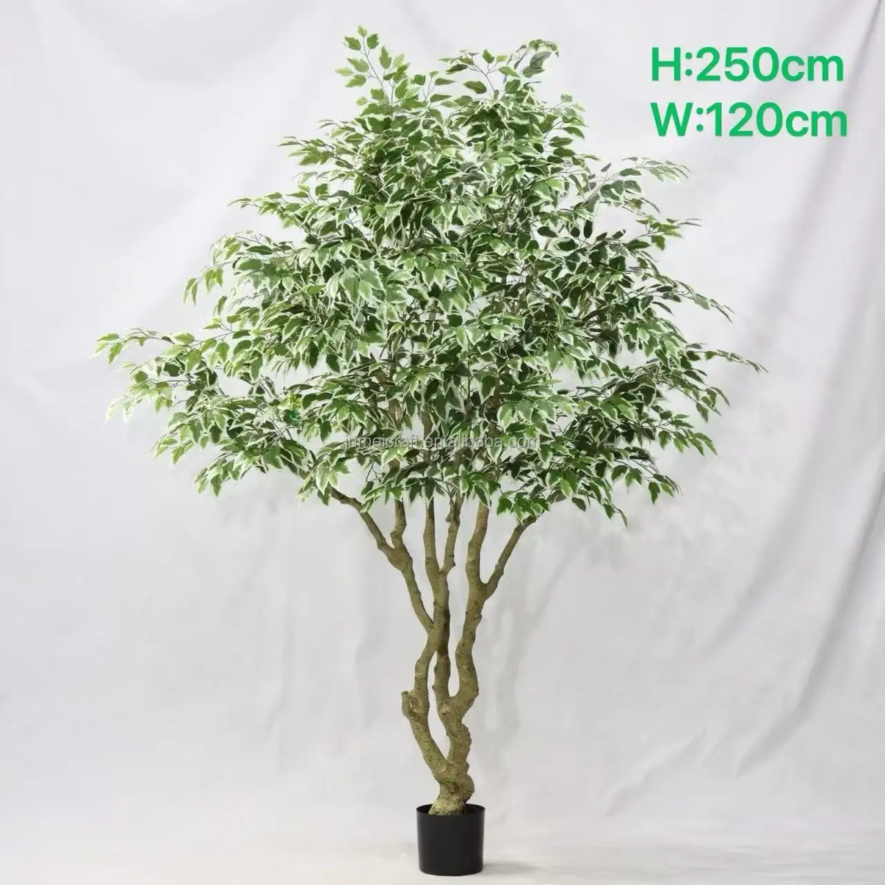 #￥Wholesale 120cm Artificial Variegated Banyan Shrub Silk Ficus Potted Plant Indoor Outdoor Decorative Easter