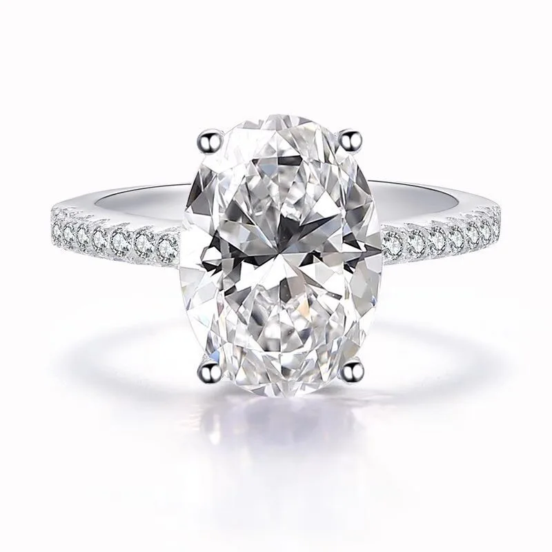 Charm Female Big White Crystal Stone Ring Luxury Silver Color Wedding Rings For Women Vintage Bridal Engagement Jewelry