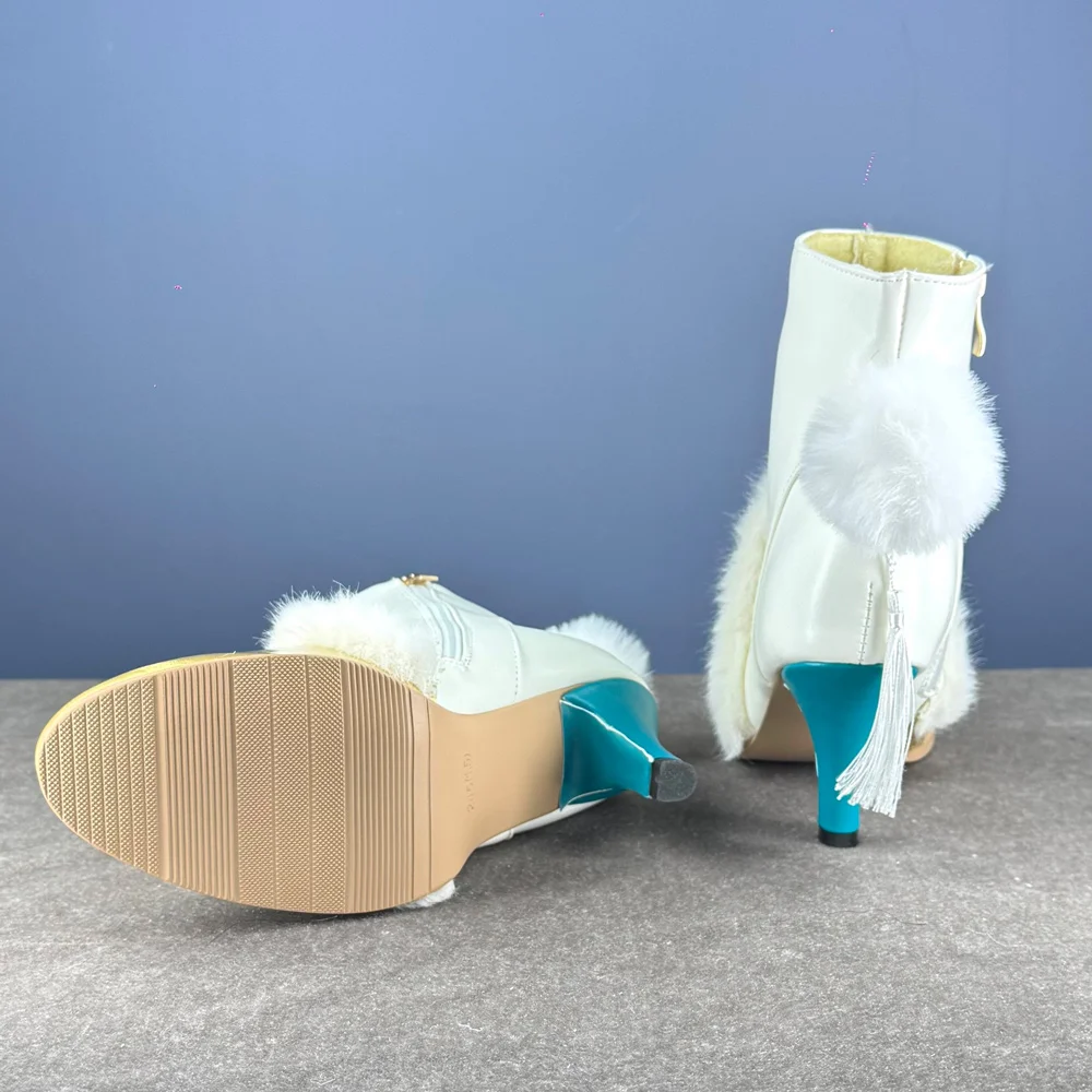 Game Genshin Impact Zibai Cosplay Shoes White Golden Boots Customized Size 35-46 Men Women Shoes For Halloween Carnival Party