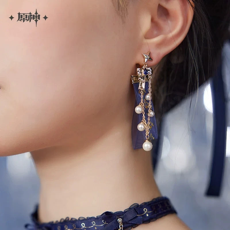 Genshin Game Impact Furina De Fontaine Cosplay Earrings Women Focalors Ear Clip Fashion Eardrop Jewelry Accessories