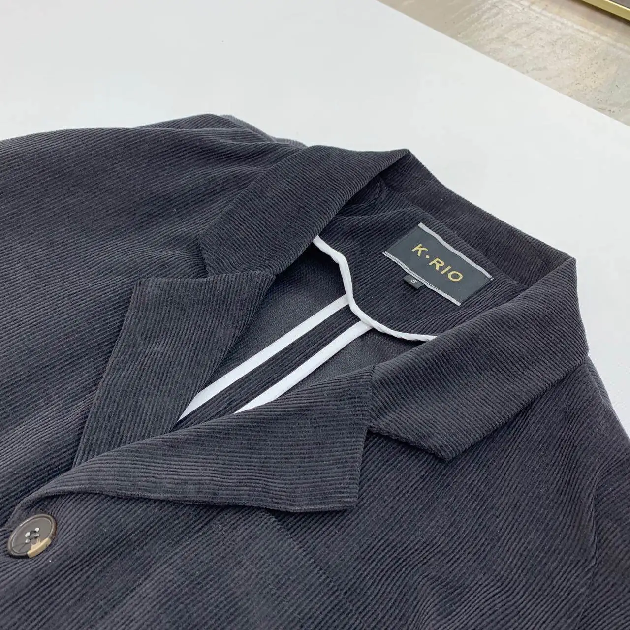 Dropped Shoulder Unisex Loose Fit Retro Corduroy Blazer Oversized Wide Fit Minimalist Euro-American British-style Suit Jacket