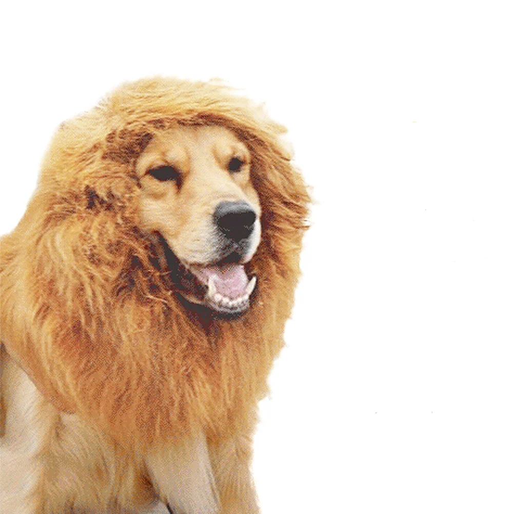 

Eye-catching Pet Costume Dog Lion Wigs Admiration Winning Collar Mane Hair Realistic