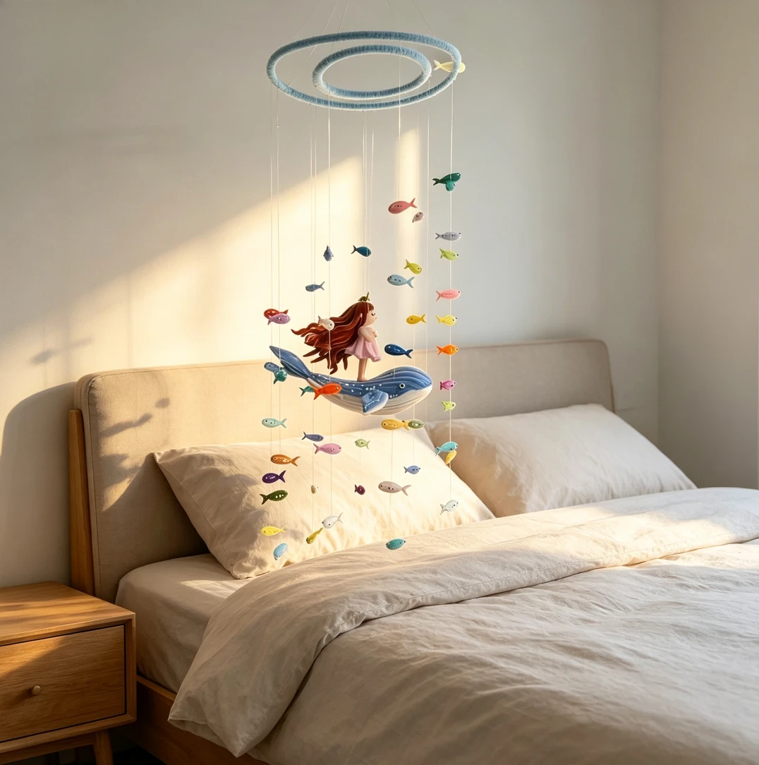 Ocean Fish Whale Dreamy Wind Chime Air Suspension Decoration Torsion Bar Handmade DIY Material Packaging Creative Decoration