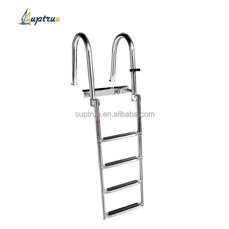 

Четырехступенчатая выдвижная лестница для лодки из нержавеющей стали, лестница для плавательной платформы на понтоне, грузоподъемность 600 фунтов, удлинительная лестница для лодки