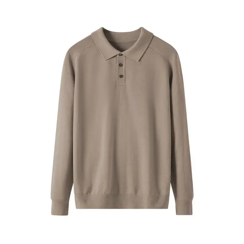 LIBIELIY Men Long-sleeved Knitted Shirt With Turnover Collar Comfortable And All-match Wool Sweater Simple Business And Casual P