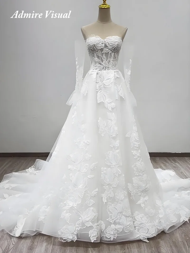 New Arrive Wedding Dress A-Line  For Bride Strapless Long Sleeves Off The Shoulder Customized Vestidos De Novias