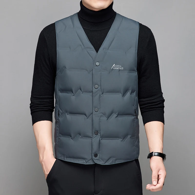 Yeae White Duck Down Male Down Vest Autumn and Winter Warm Sleeveless Men's Winter Jackets Kan Shoulder Men's Jacket